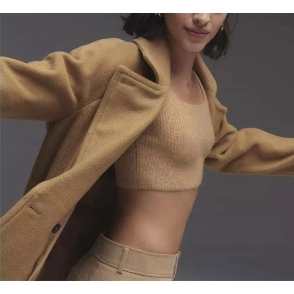 Everlane Top Cropped Tank Wool Yak Blend Cozy Stretch Camel Womens Size Medium